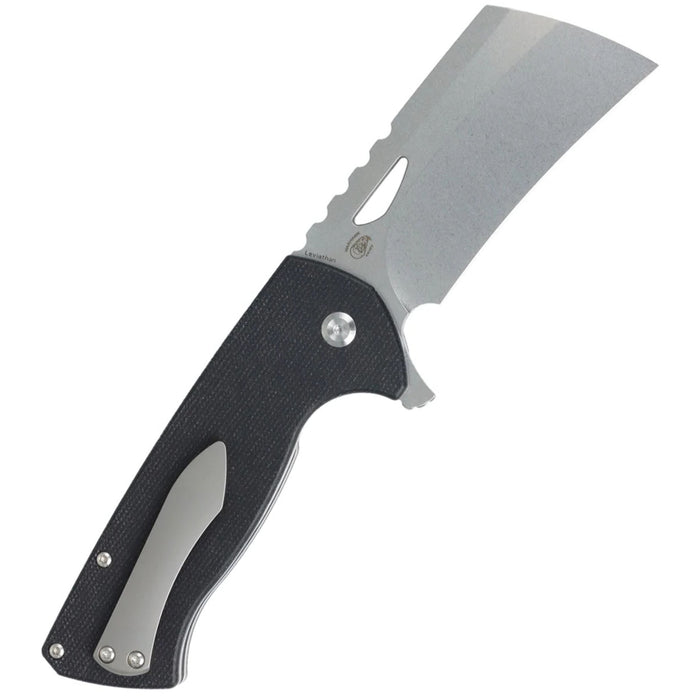 Tenable B1083A3 Leviathan (D2, Hawkbill Cleaver, Stonewashed, Black Micarta) Folding Knife