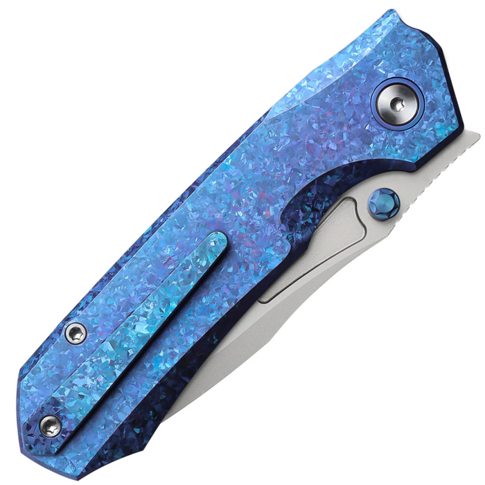 REMETTE RNTB3 RT-Rhino (M390, Drop Point, Pearlescent, Crystallized Titanium, Blue) Pocket Knife