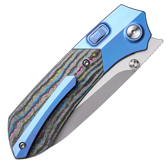 Remette RTPT-UC RT-Meteor (M390, Drop Point, Pearlescent, Titanium & Carbon Fiber, Button Liner Lock) Folding Pocket Knife