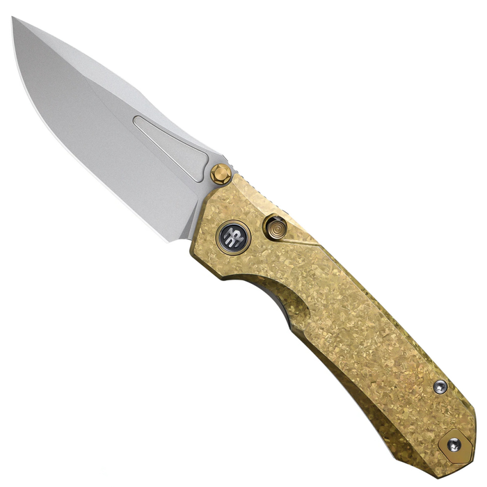 REMETTE RNTB2 RT-Rhino (M390, Drop Point, Pearlescent, Crystallized Titanium, Yellow) Pocket Knife