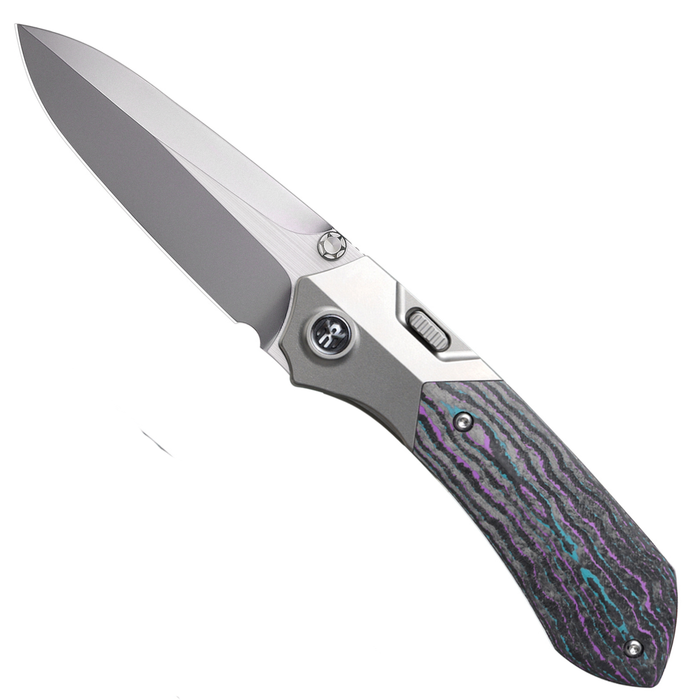 Remette RTPT-JAC RT-Meteor (M390, Drop Point, Pearlescent, Titanium & Carbon Fiber, Button Liner Lock) Folding Pocket Knife