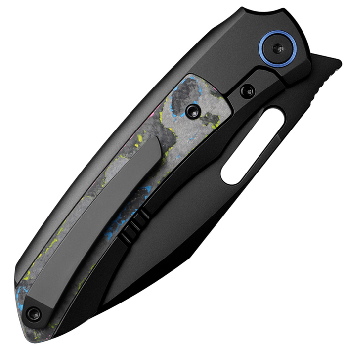 Remette ORCAURD RT-Orca (M390, Drop Point, Pearlescent DLC, Titanium & Ultimate Warrior CamoCarbon, Button Frame Lock) Folding Pocket Knife