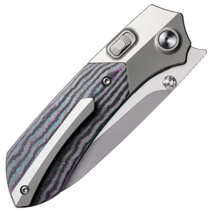 Remette RTPT-JAC RT-Meteor (M390, Drop Point, Pearlescent, Titanium & Carbon Fiber, Button Liner Lock) Folding Pocket Knife