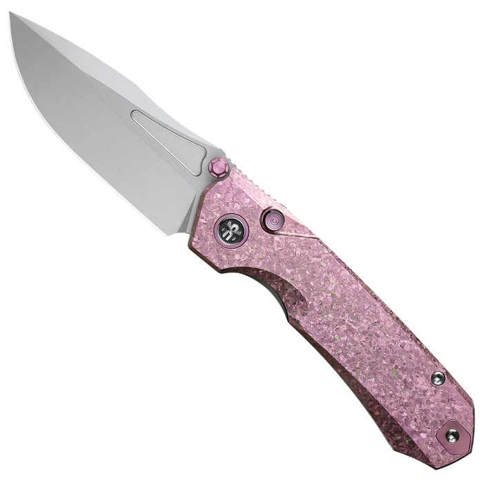 REMETTE RNTB1 RT-Rhino (M390, Drop Point, Pearlescent, Crystallized Titanium, Pink) Pocket Knife