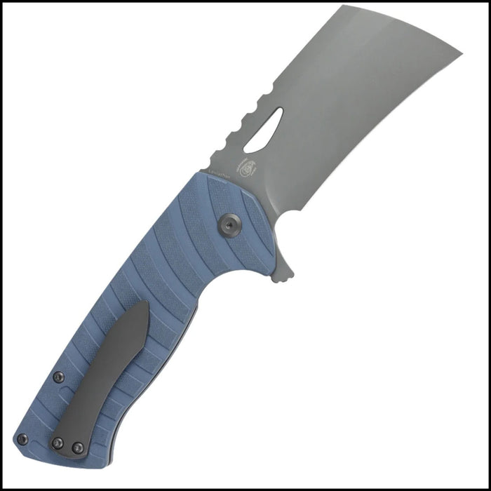 Tenable B1083A1 Leviathan (D2, Hawkbill Cleaver, Gray TiCn Coated, Slate Blue G10) Folding Knife
