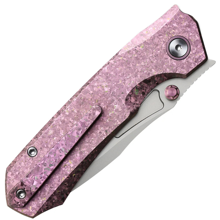 REMETTE RNTB1 RT-Rhino (M390, Drop Point, Pearlescent, Crystallized Titanium, Pink) Pocket Knife