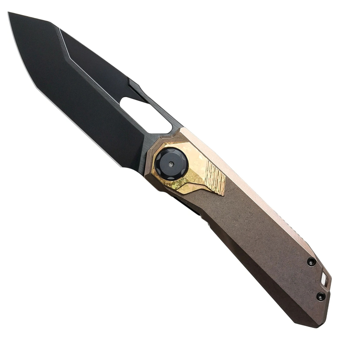 REMETTE RTT1-VNA RT-Peregrine Falcon (Vanax Steel, Reverse Tanto, Hand Grinding Pearlescent Finish Effect+DLC Surface Treatment, Titanium+Crystallized Titanium) Folding Knife