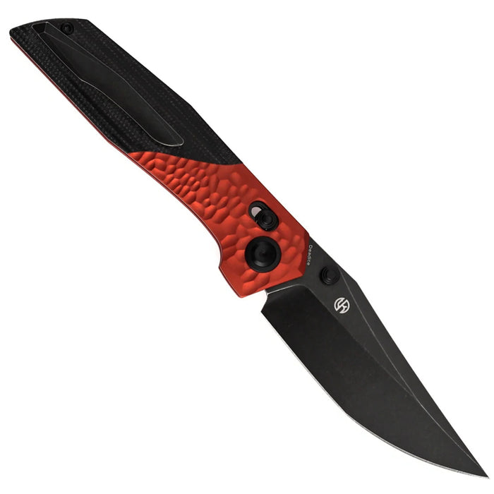 Kansept T1081V3 Deadite (154CM, Clip Point, Blackwash, Red Aluminum with Black Micarta Scales) Folding Knife