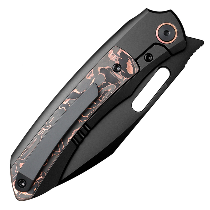 Remette ORCATB RT-Orca (M390, Drop Point, Pearlescent, Titanium & Carbon Fiber, Button Frame Lock) Pocket Knife