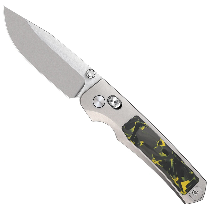 REMETTE AURA-Y RT-Aurora (M390, Drop Point, Pearlescent, Titanium/Carbon Fiber) Pocket Knife
