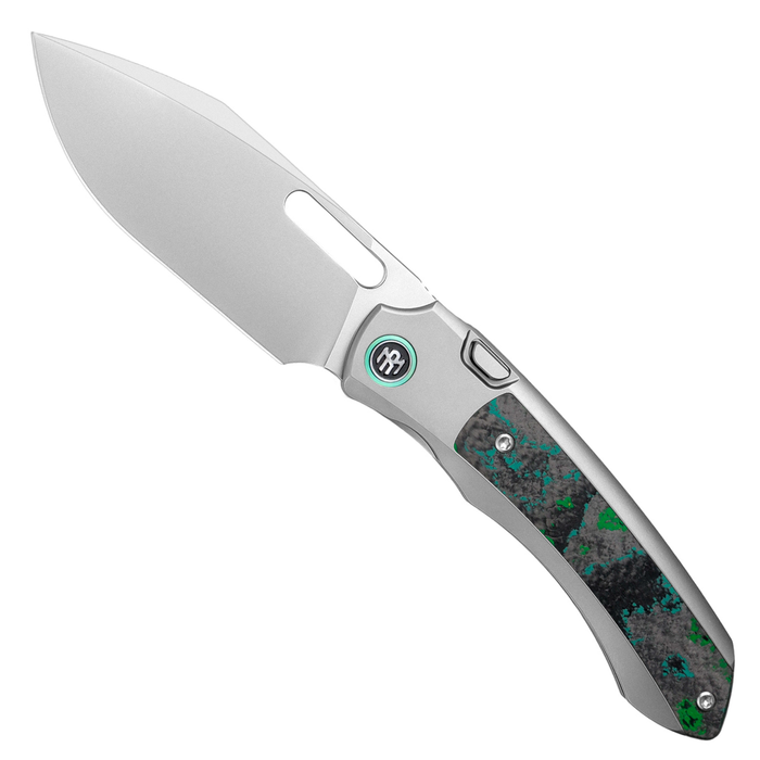 Remette ORCAKD RT-Orca (M390, Drop Point, Pearlescent, Titanium & Carbon Fiber, Button Frame Lock) Pocket Knife