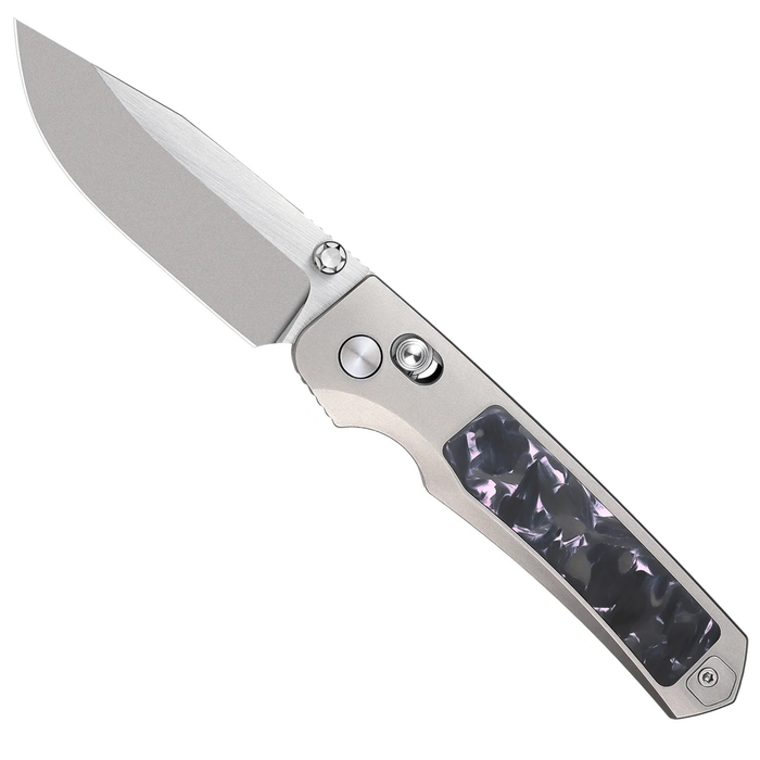 REMETTE AURA-P RT-Aurora (M390, Drop Point, Pearlescent, Titanium/Carbon Fiber) Pocket Knife