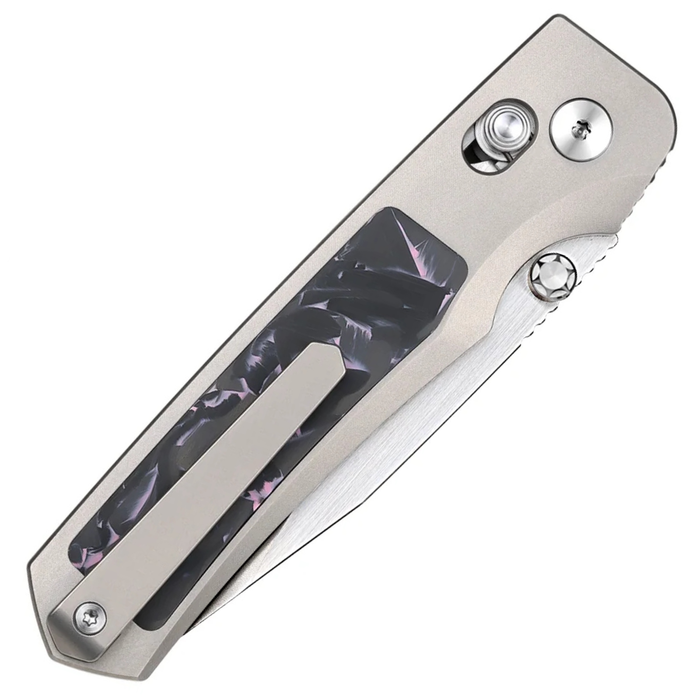 REMETTE AURA-P RT-Aurora (M390, Drop Point, Pearlescent, Titanium/Carbon Fiber) Pocket Knife