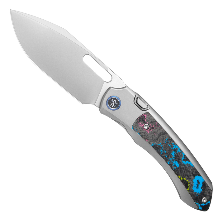 Remette ORCAUR RT-Orca (M390, Drop Point, Pearlescent, Titanium & Carbon Fiber, Button Frame Lock) Pocket Knife