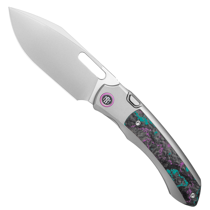 Remette ORCAJY RT-Orca (M390, Drop Point, Pearlescent, Titanium & Carbon Fiber, Button Frame Lock) Pocket Knife