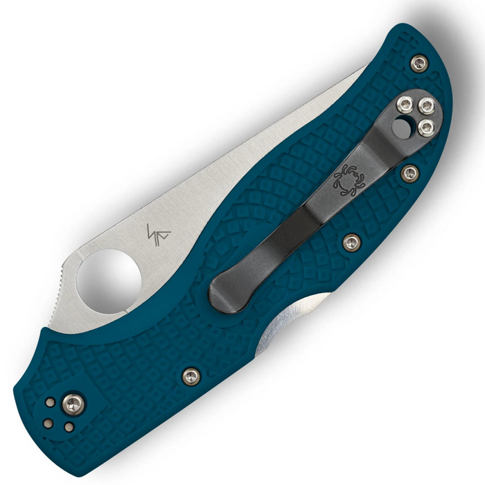 Spyderco C90FP2K390 Stretch 2 (K390, Drop Point, Satin, Blue FRN, Back Lock) Lightweight Pocket Knife