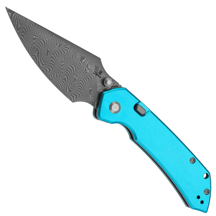 Tenable B1034H8 Fenrir (Damascus, Harpoon, Blackwash, Blue Anodized Aluminum) Folding Knife