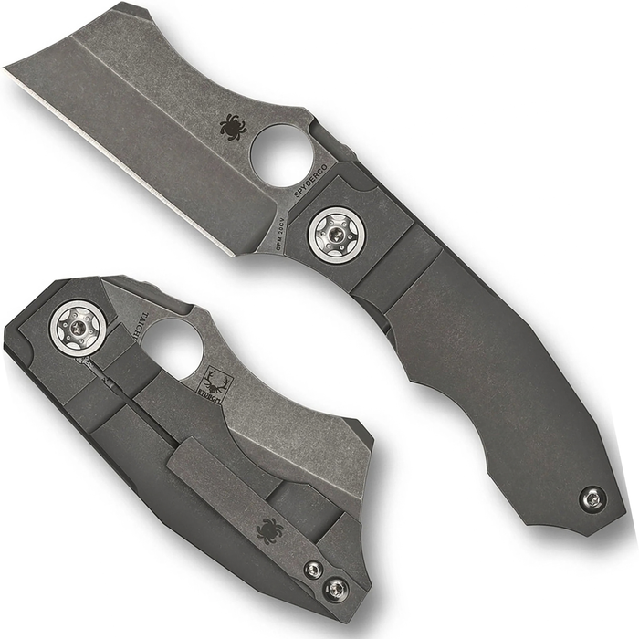 Spyderco C260TIP Stovepipe (CPM 20CV, Cleaver, Stonewashed, Titanium) Folding Knife