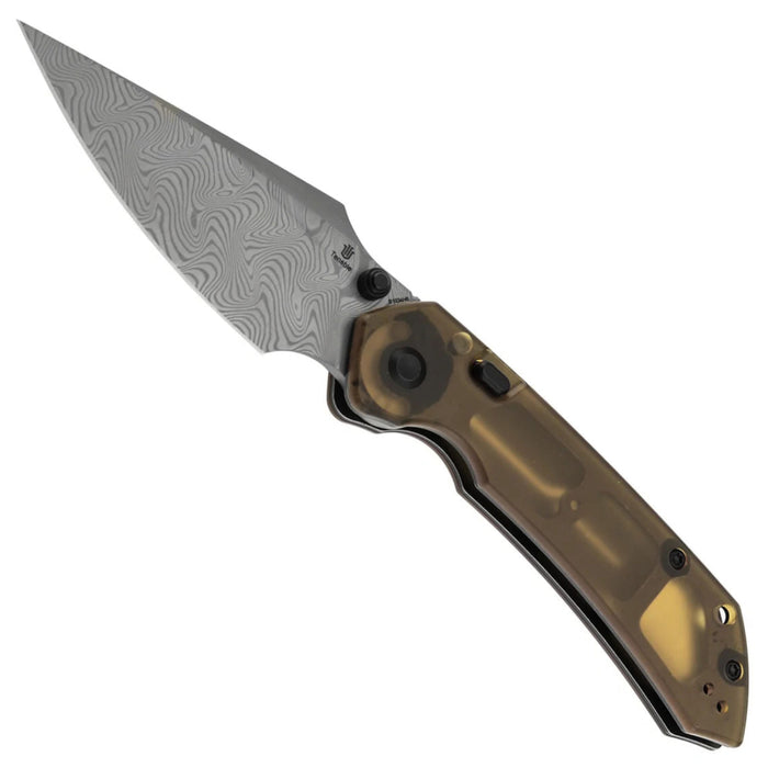 Tenable B1034H6 Fenrir (Damascus, Harpoon, Blackwash, Amber PEI) Folding Knife