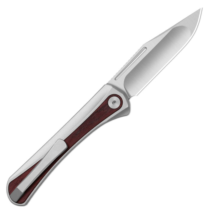 Kizer Ki3732A2 Melody (S35VN, Clip Point, Satin, Aluminum & Panama Rosewood, Slip Joint) Folding Pocket Knife