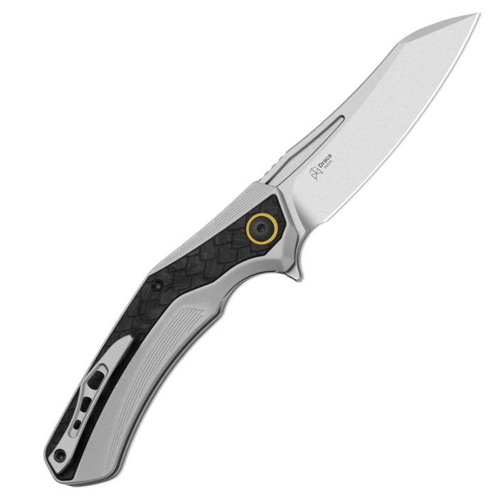 Kizer Ki4751A1 Draca (S45VN, Aluminum/Carbon Fiber, Stonewashed, Sheepsfoot) Pocket Knife