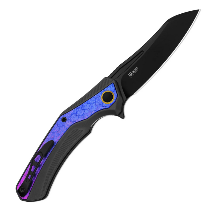 Kizer Ki4751A2 Draca (S45VN, Aluminum/Crystallized Titanium, Sheepsfoot, Black PVD) Pocket Knife