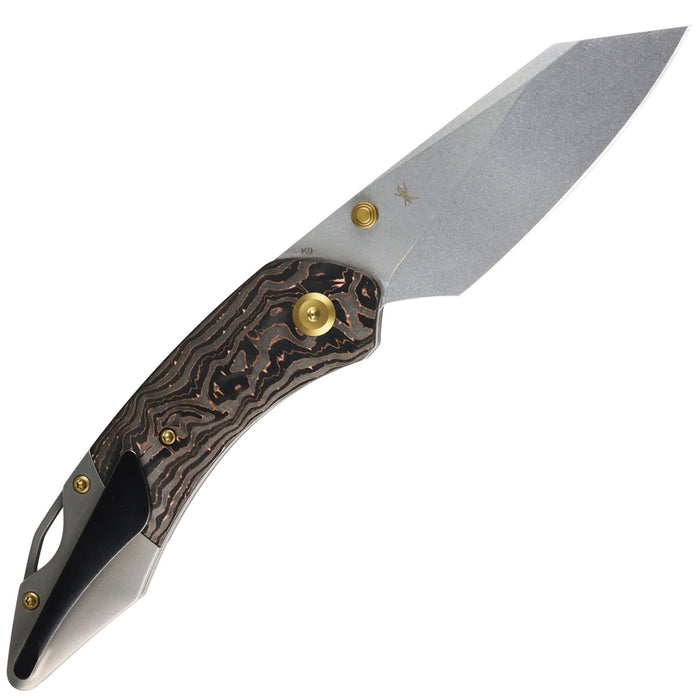 Kansept K1151A2 K9 (CPM S35VN, Stonewashed, Modified Wharncliffe, Copper Carbon Fiber & Plain Titanium) Folding Knife