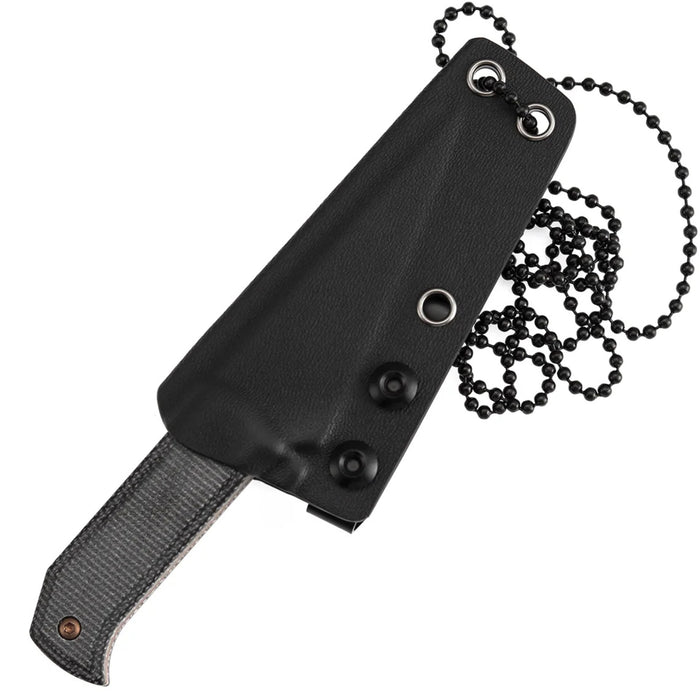 Tenable G020A3 ToothPik (14C28N, Modified Kiridashi, Rose Gold, Black Micarta) Fixed Blade Knife