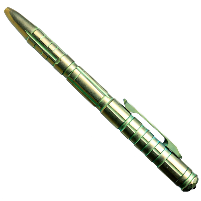REMETTE RT-TP1C Tactical Slide Click Pen (Gold/Green Titanium, Glassbreaker) Tactical Pen