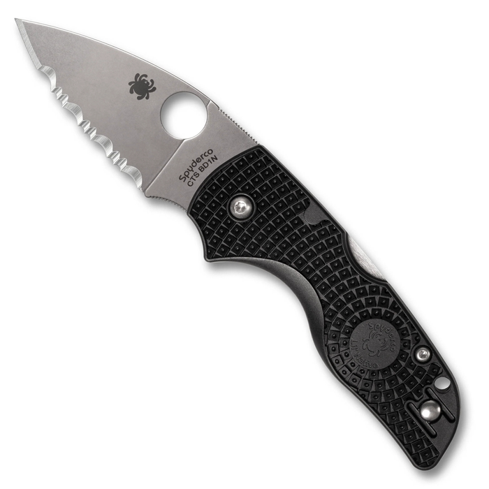 Spyderco C230SBK Lil' Native (CTS BD1N, Drop Point, Satin, Black FRN, Back Lock) Lightweight Pocket Knife