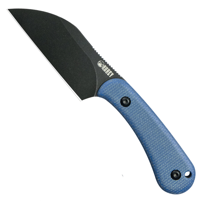 Kubey KU412D RockHopper (14C28N, Wharncliffe, Blackwash, Blue Micarta) Fixed Blade Knife