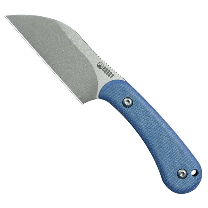 Kubey KU412C RockHopper (14C28N, Wharncliffe, Beadblast, Blue Micarta) Fixed Blade Knife