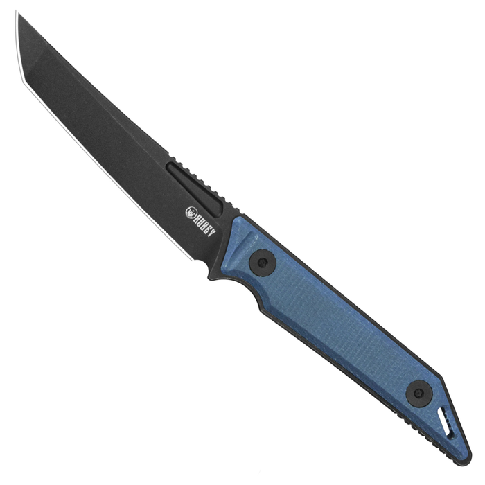 Kubey KU430D Goliath (14C28N, Tanto Point, Blackwash, Denim Micarta) Fixed Blade Knife