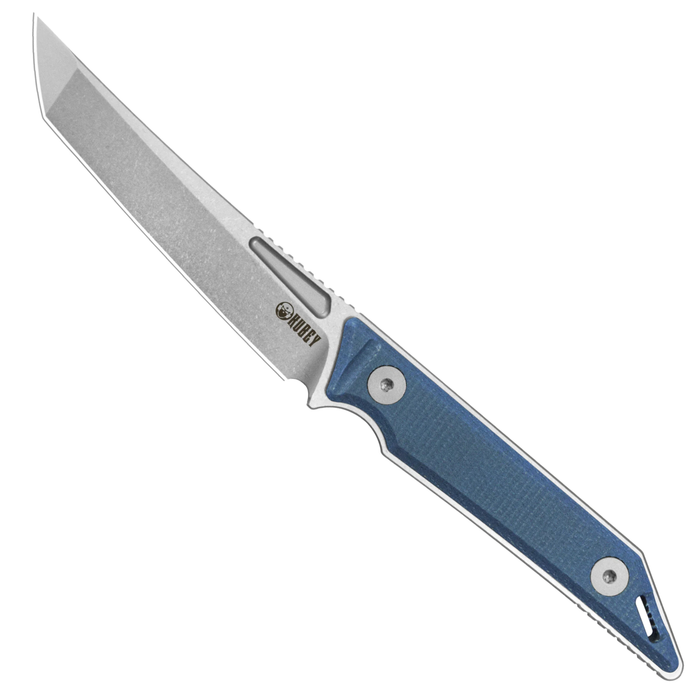 Kubey KU430C Goliath (14C28N, Tanto Point, Beadblast, Denim Micarta) Fixed Blade Knife