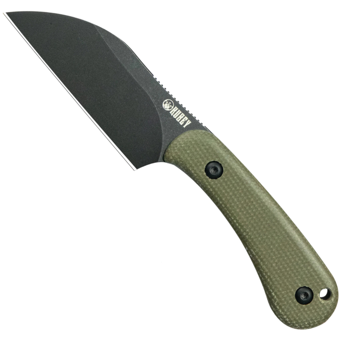 Kubey KUB412F RockHopper (14C28N, Wharncliffe, Blackwash, Green Micarta) Fixed Blade Knife