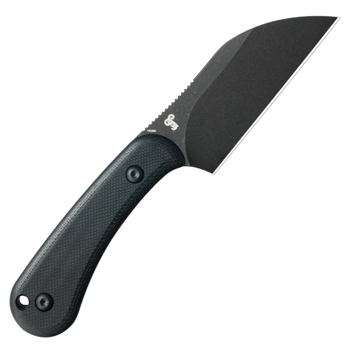 Kubey KU412B RockHopper (14C28N, Wharncliffe, Blackwash, Black G10) Fixed Blade Knife