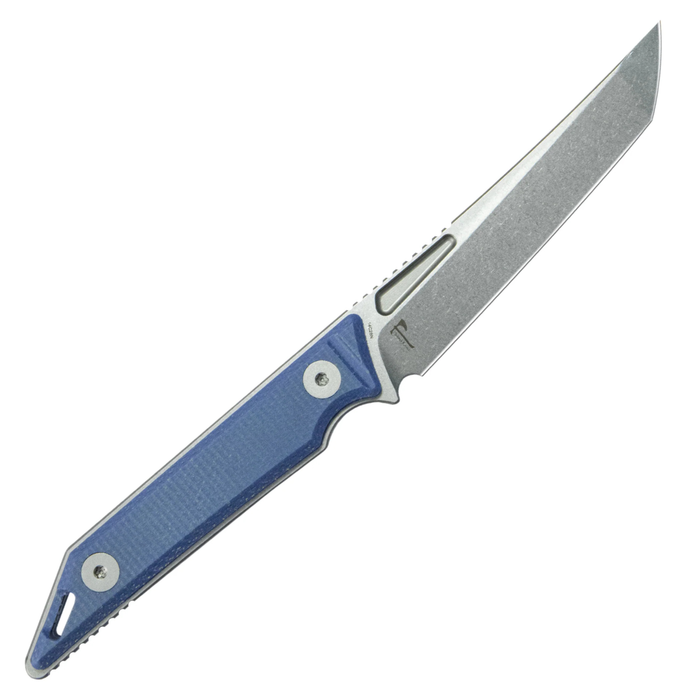Kubey KU430C Goliath (14C28N, Tanto Point, Beadblast, Denim Micarta) Fixed Blade Knife