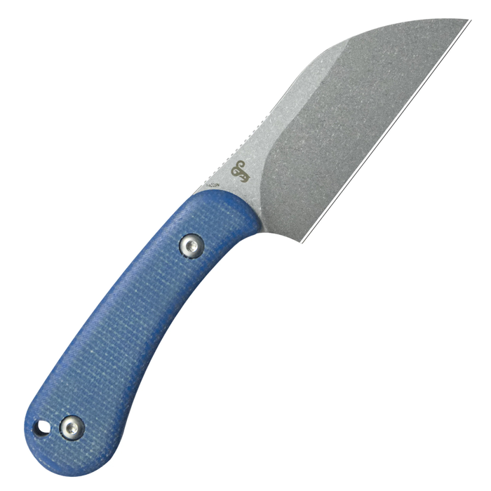 Kubey KU412C RockHopper (14C28N, Wharncliffe, Beadblast, Blue Micarta) Fixed Blade Knife