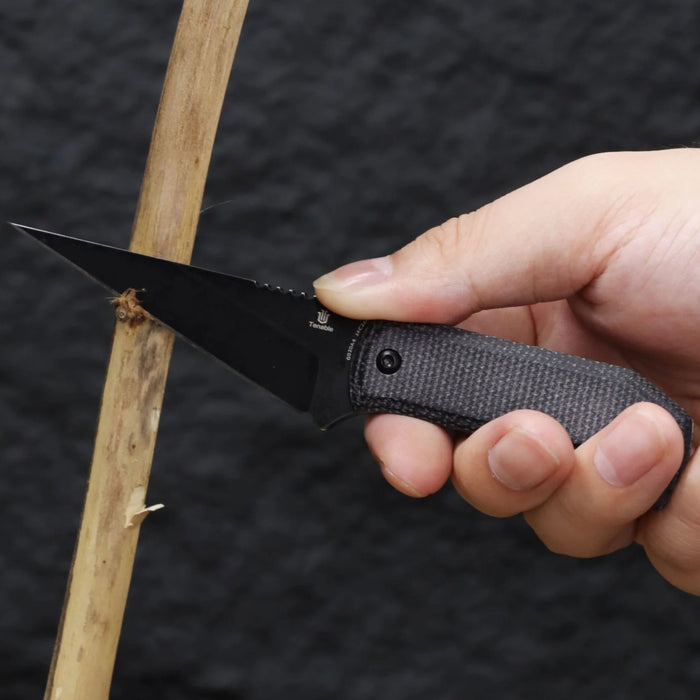 Tenable G020A3 ToothPik (14C28N, Modified Kiridashi, Rose Gold, Black Micarta) Fixed Blade Knife