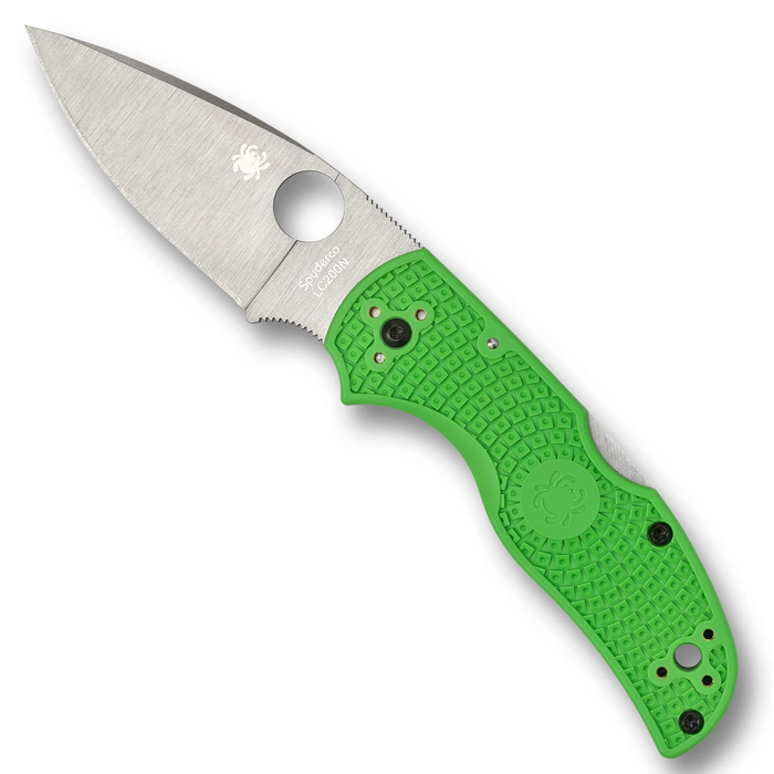Spyderco C41PGR5 Native 5 Salt (LC200N, Drop Point, Satin, Green, FRN) Lightweight Pocket Knife