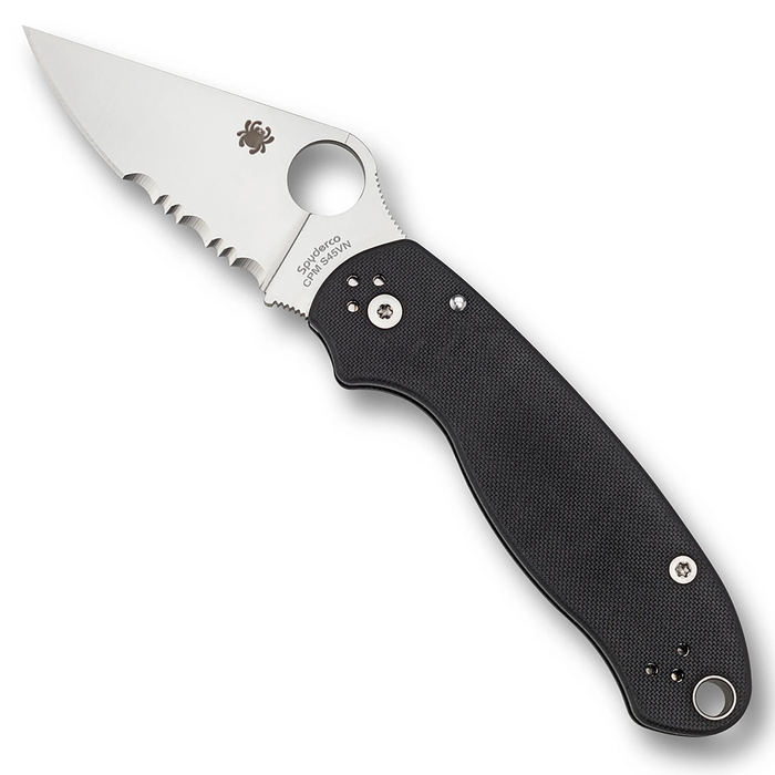 Spyderco C223GPS Para 3 (CPM S45VN, Clip Point, Satin, Black G10, Compression Lock, SpyderEdge) Pocket Knife