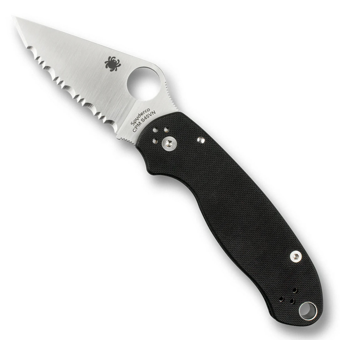 Spyderco C223GS Para 3 (CPM S45VN, Clip Point, Satin, Black G10, Compression Lock) Pocket Knife