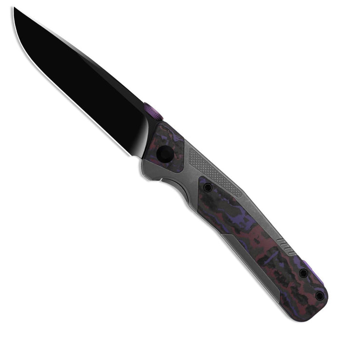 Kizer Ki3745A2 Sable Chief (K390, Drop Point, Matte DLC Ultra, Titanium & FatCarbon Purple Haze, Frame Lock) Pocket Knife