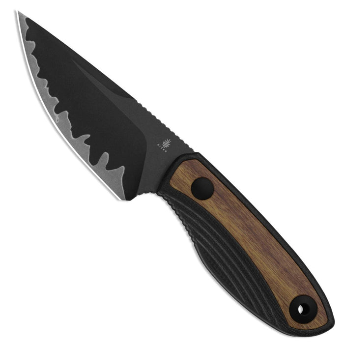 Kizer 1134A1 Finch (3-Layer Composite Steel, Drop Point, Acid-Washed, Black G10 & Mkuruti Wood) Fixed Blade Knife