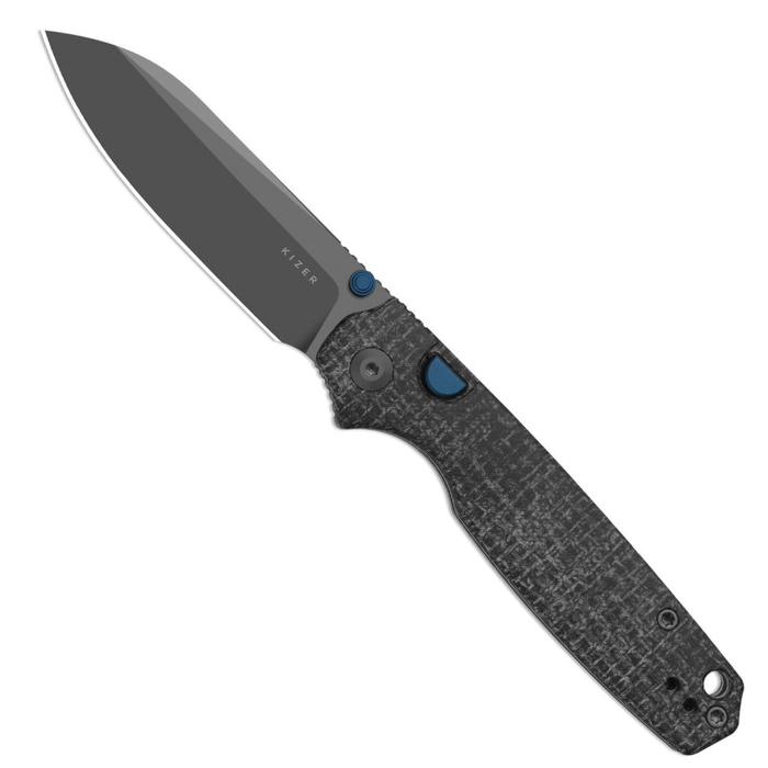 Kizer V3789BSA1 Pokiman BLL (AEB-L, Sheepsfoot, Gray PVD Coating, Micarta, Button Liner Lock) Folding Pocket Knife