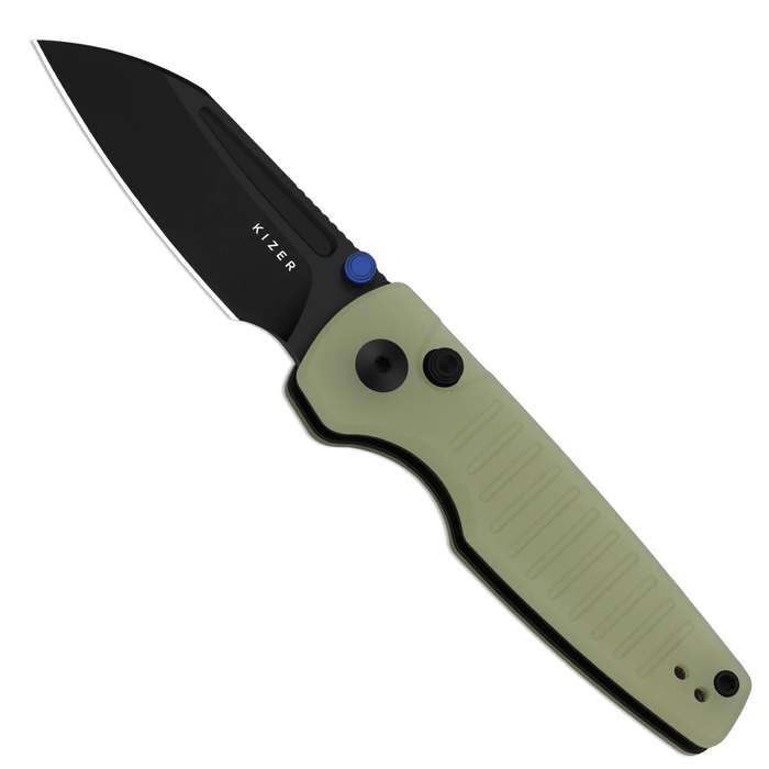 Kizer V2706A7 Parakeet (Nitro-V, Sheepsfoot, Black PVD, GID G10, Button Liner Lock) Pocket Knife