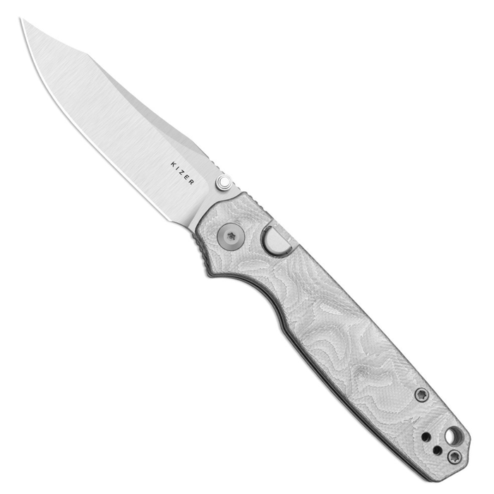 Kizer V3789BCA1 Pokiman BLL (AEB-L, Clip Point, Satin, Aluminum Foil G10, Button Liner Lock) Folding Pocket Knife