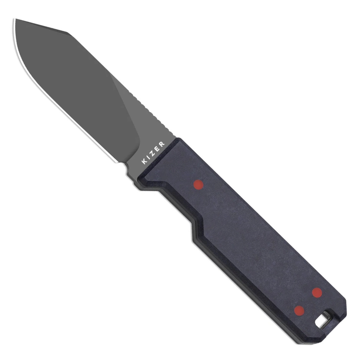 Kizer 1133A1 Abrams (CPM 3V, Spey Point, Matte DLC Ultra, Richlite/Carbon Waves) Fixed Blade Knife
