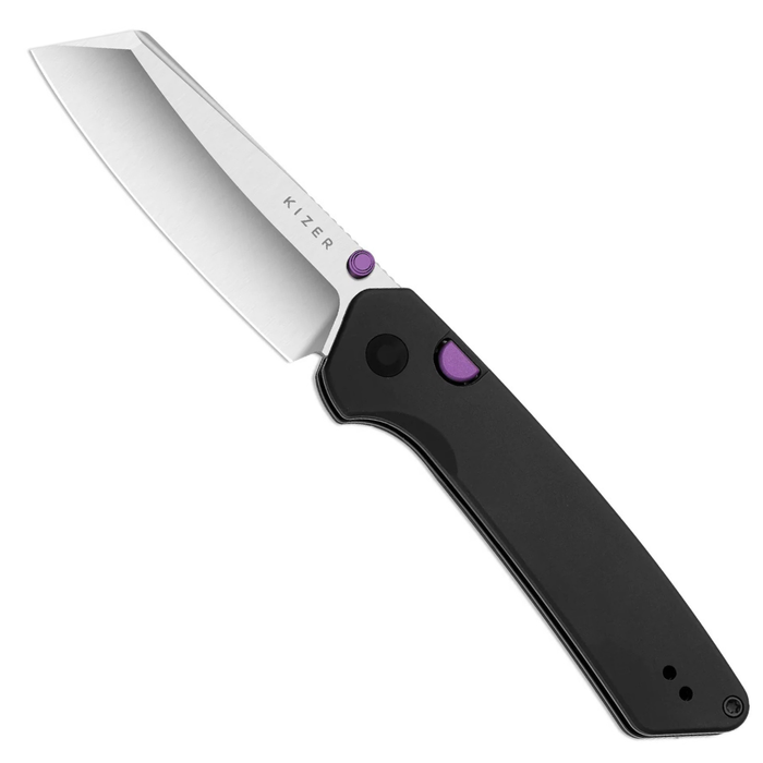 Kizer Ki3693A2 Madrac (S45VN, Sheepsfoot, Satin, Aluminum, Hollow Grind, Button Liner Lock) Pocket Knife