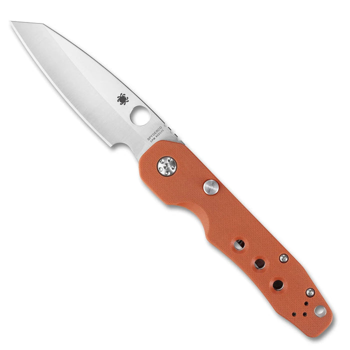 Spyderco C240GPBOR Smock (CPM REX 121, Sheepsfoot, Satin, Orange G10, Button Compression Lock) Pocket Knife